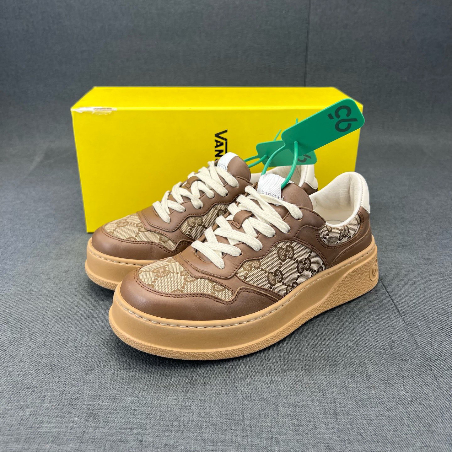 95新 GUCCI/古驰 码数37 gucci 饼干鞋 棕色原盒配件