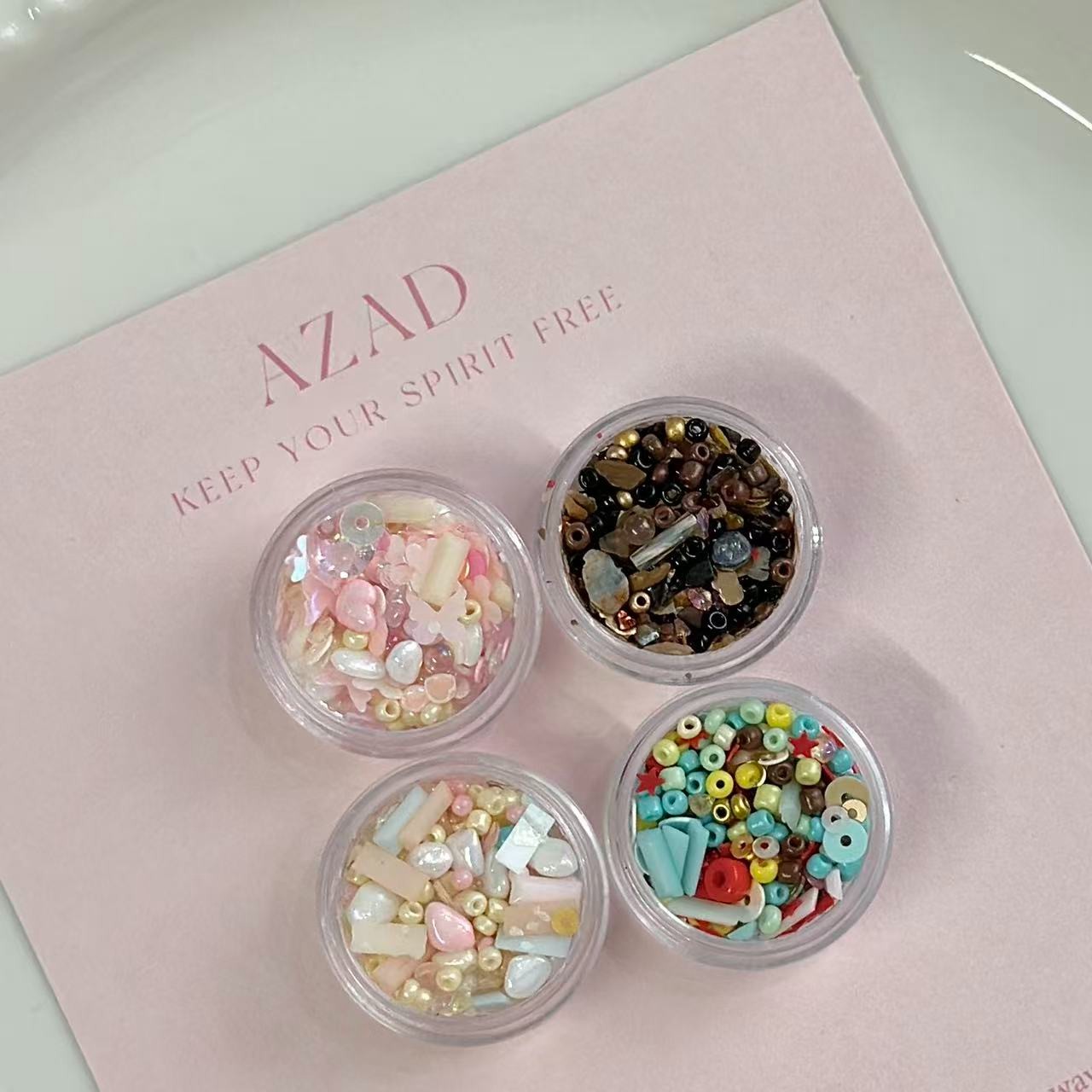 AZAD美甲饰品彩色韩系ins风闪粉亮片指甲装饰品小众迷你小号亮片