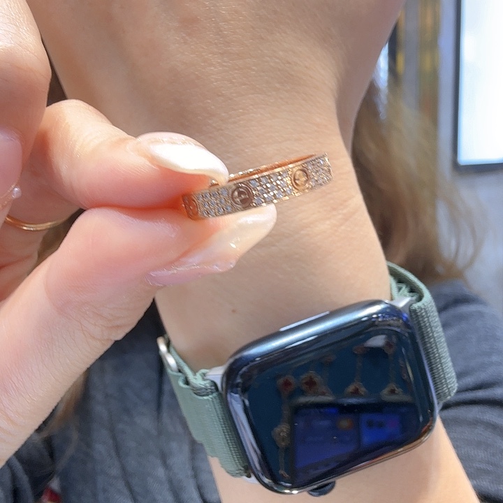 钻石戒指/指环18K金镶嵌窄满天星