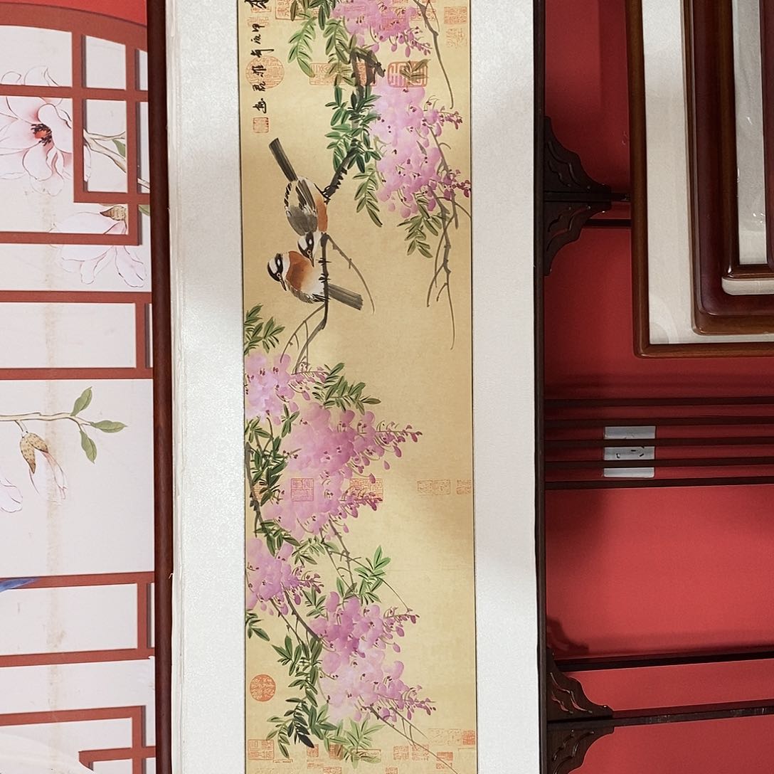 国画带框尺寸47✖️163手绘包邮