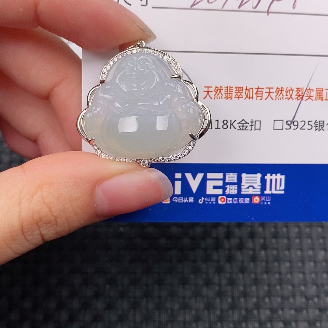 颈饰银S925镶嵌翡翠佛公