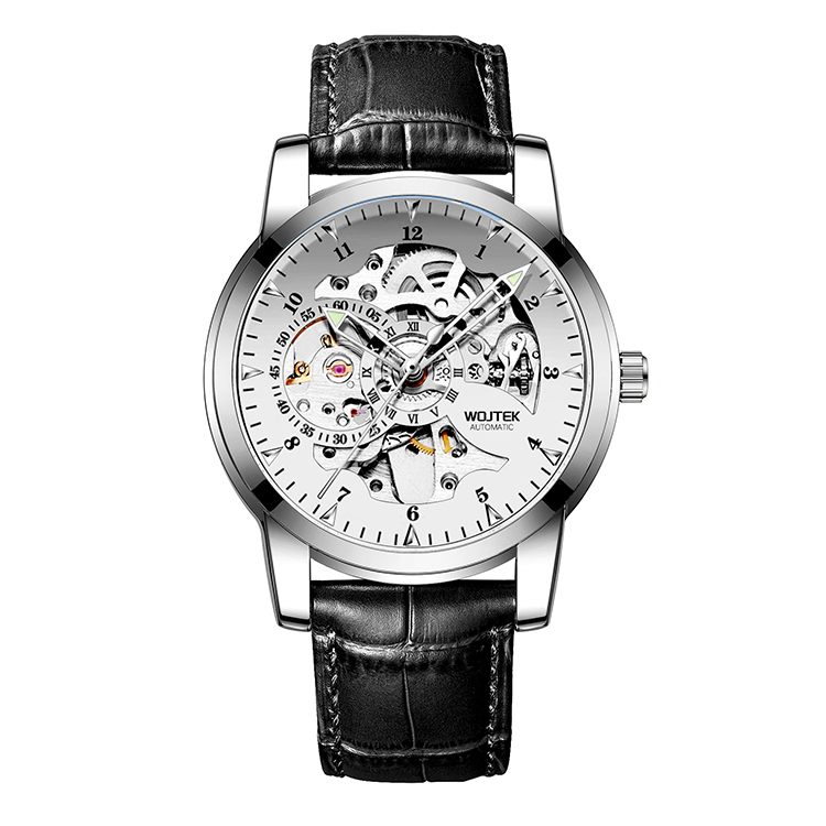 WOJTEK繁花系列进口夜光男士皮带机械手表镂空复刻8718-TY