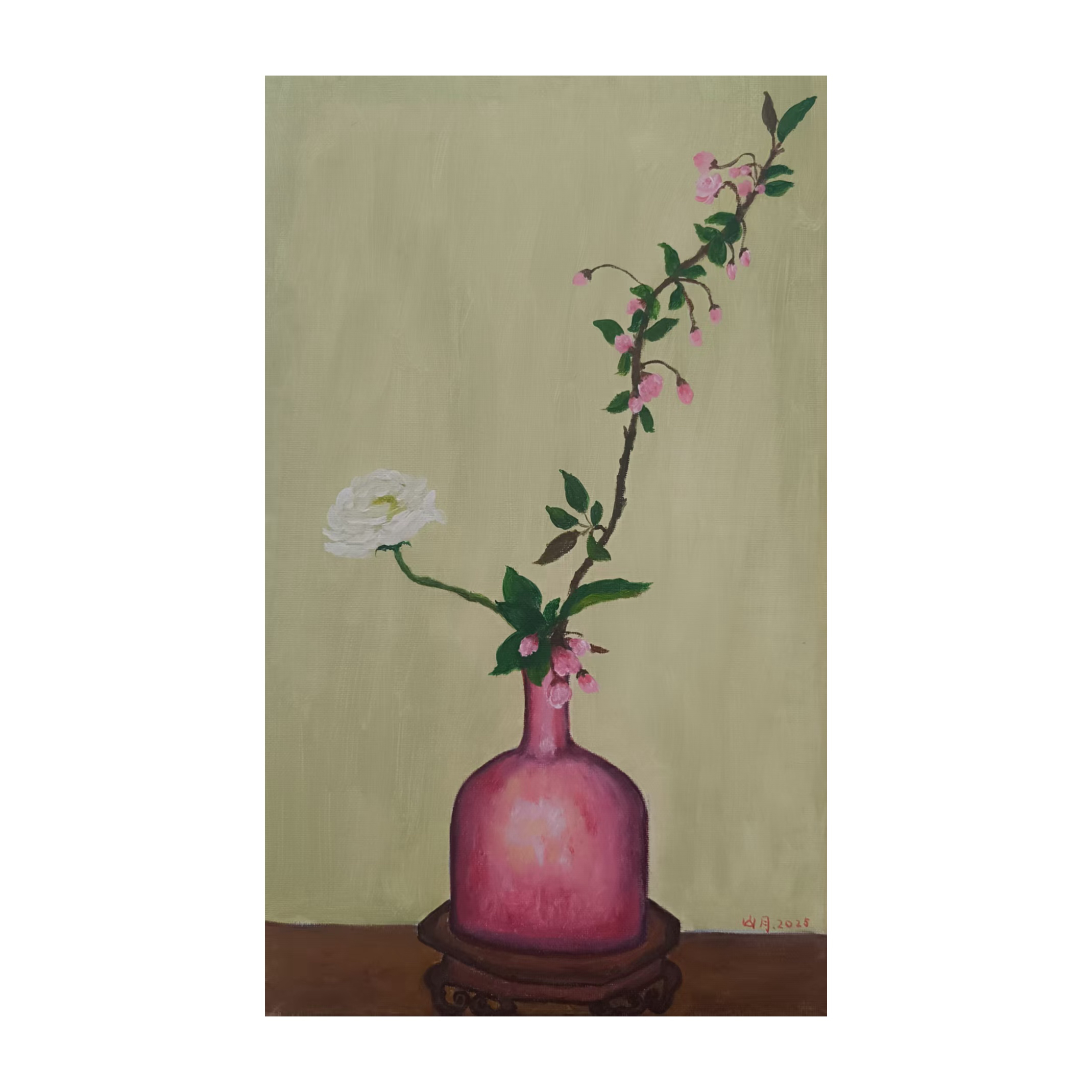 【棠胭脂韵】30*50 花卉中式挂画