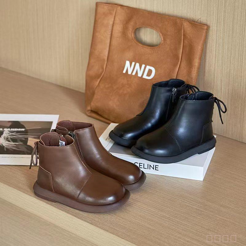 芈童2025秋冬新款女童时尚软底复古裸靴加绒韩版公主骑士短靴子