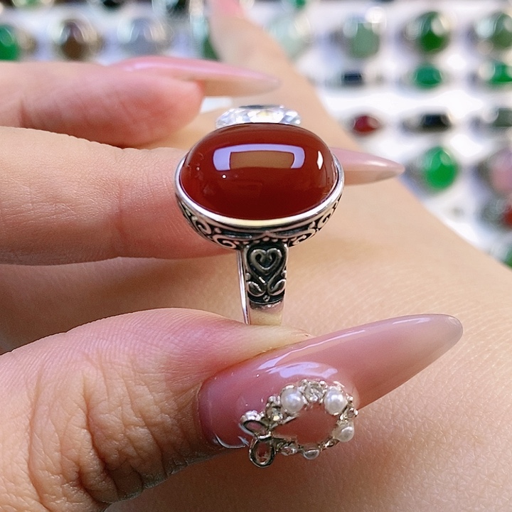 银S925镶嵌戒指玛瑙/玉髓
