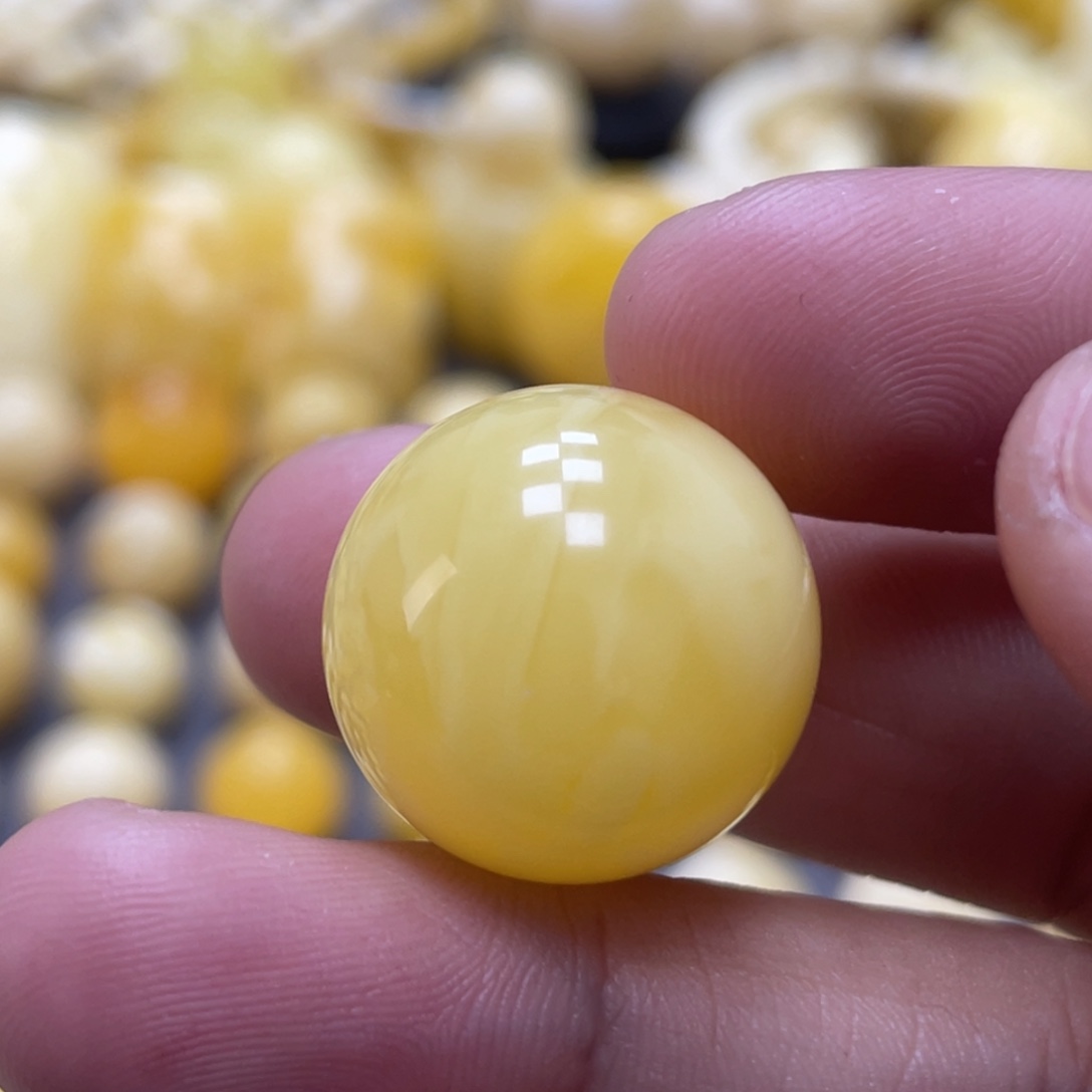 蜜蜡未镶嵌裸石19.8mm浓蜡