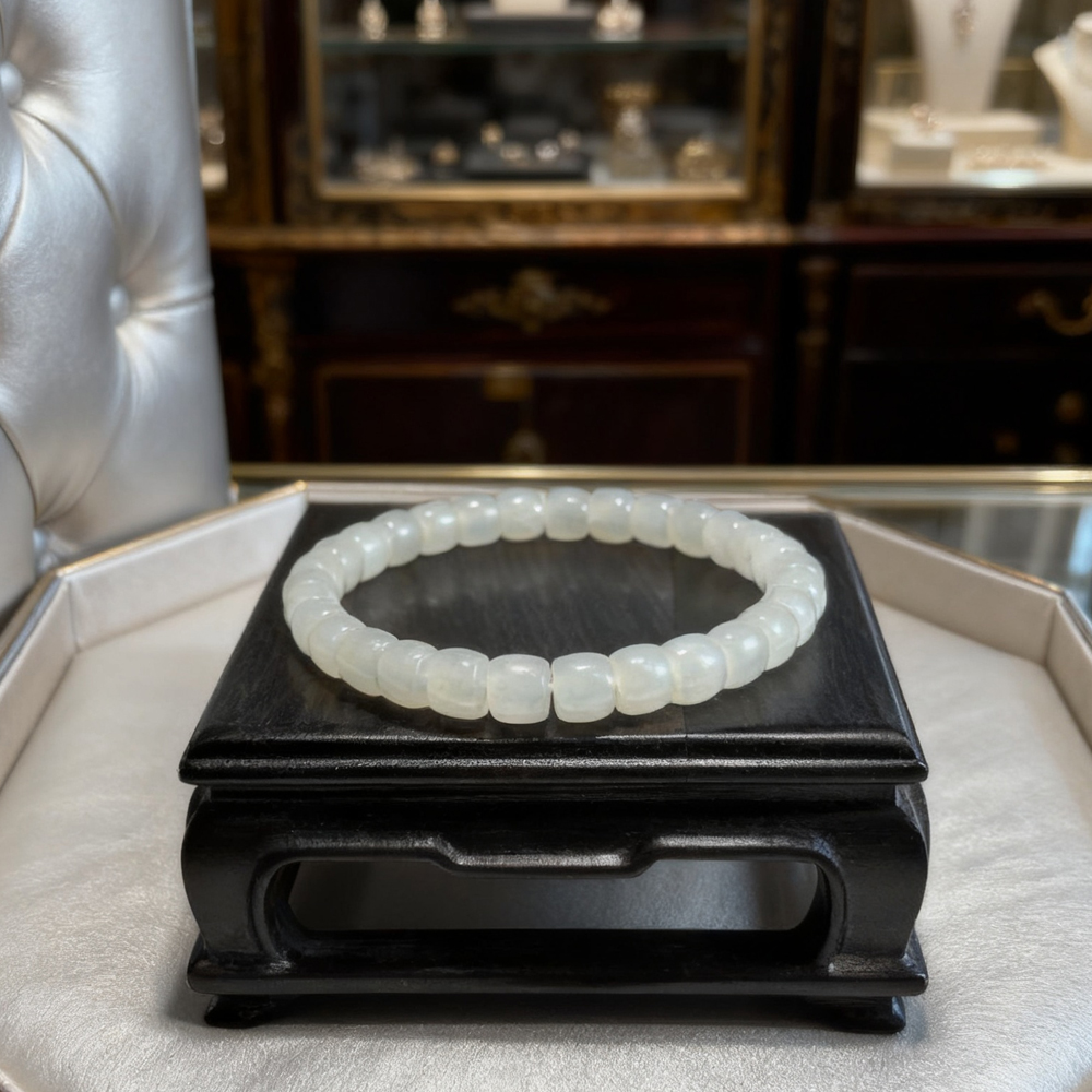 天然新疆和田玉老型珠手串白玉高级感手链上等工厂直供100%真品