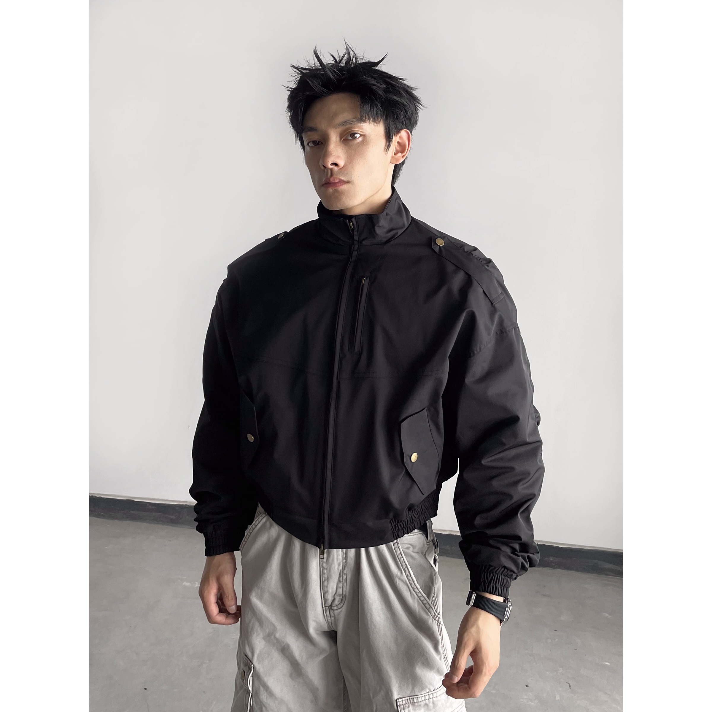 MaxDstr美式短款夹克早秋立领外套