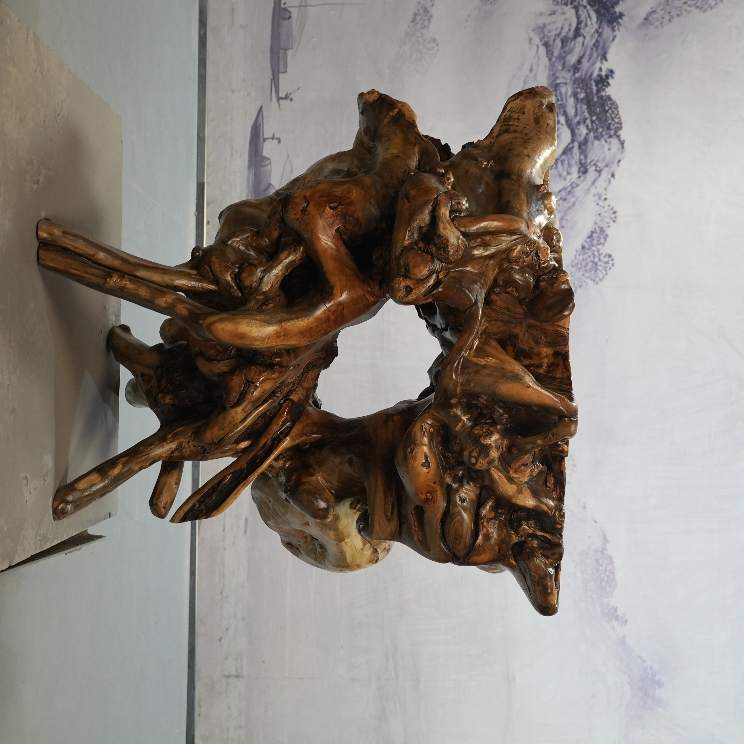 根雕实木花架室内天然树根花盆架客厅奇石底座简易随形花架子