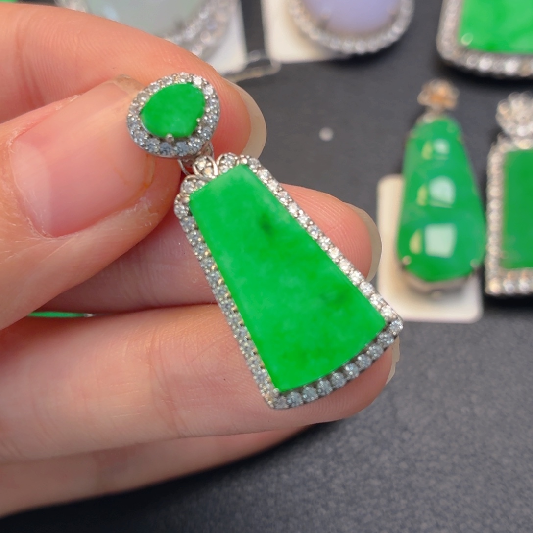 翡翠银S925镶嵌吊坠(不含链)