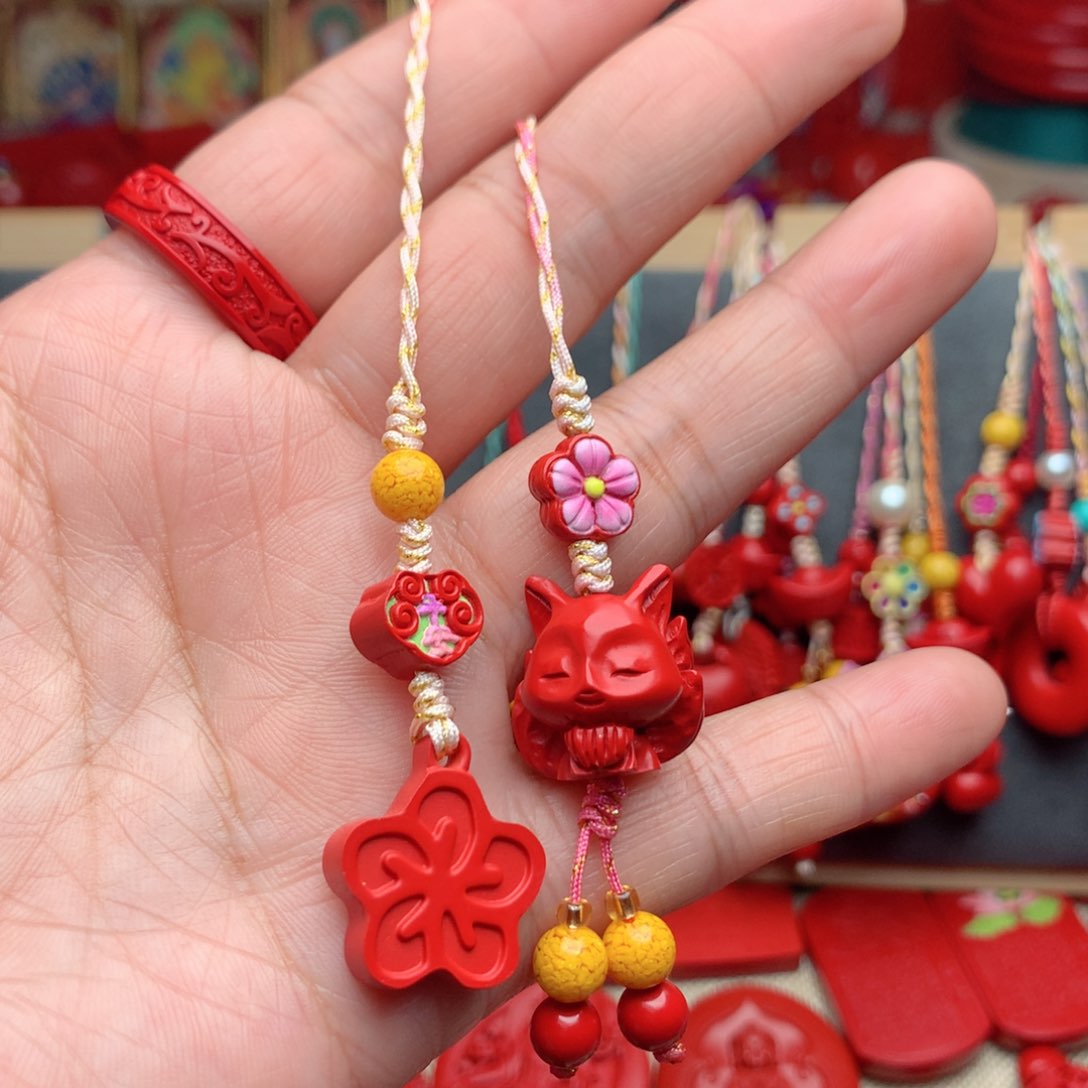 天然辰砂工艺品朱砂手机坠