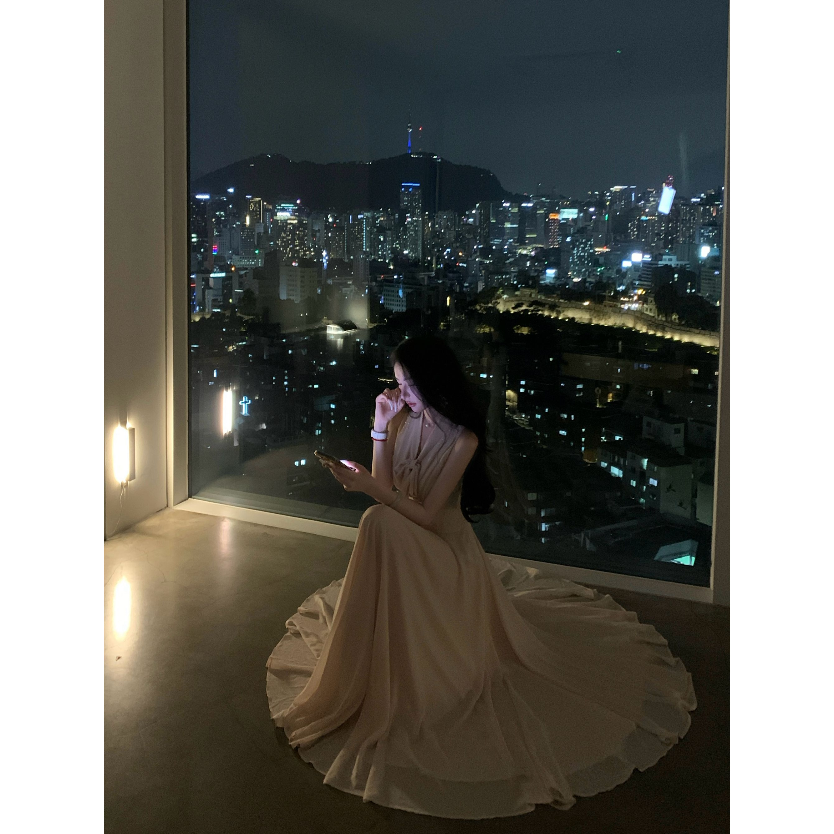 【雅乔定制】温柔月光 领口绑带收腰显瘦雪纺连衣裙DYTH-25053812