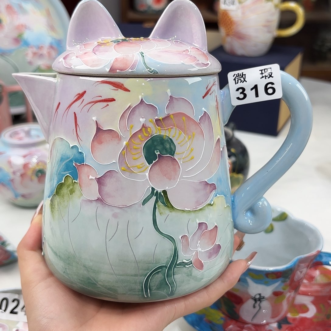 梅**志景德镇手绘高温釉下彩陶瓷茶具