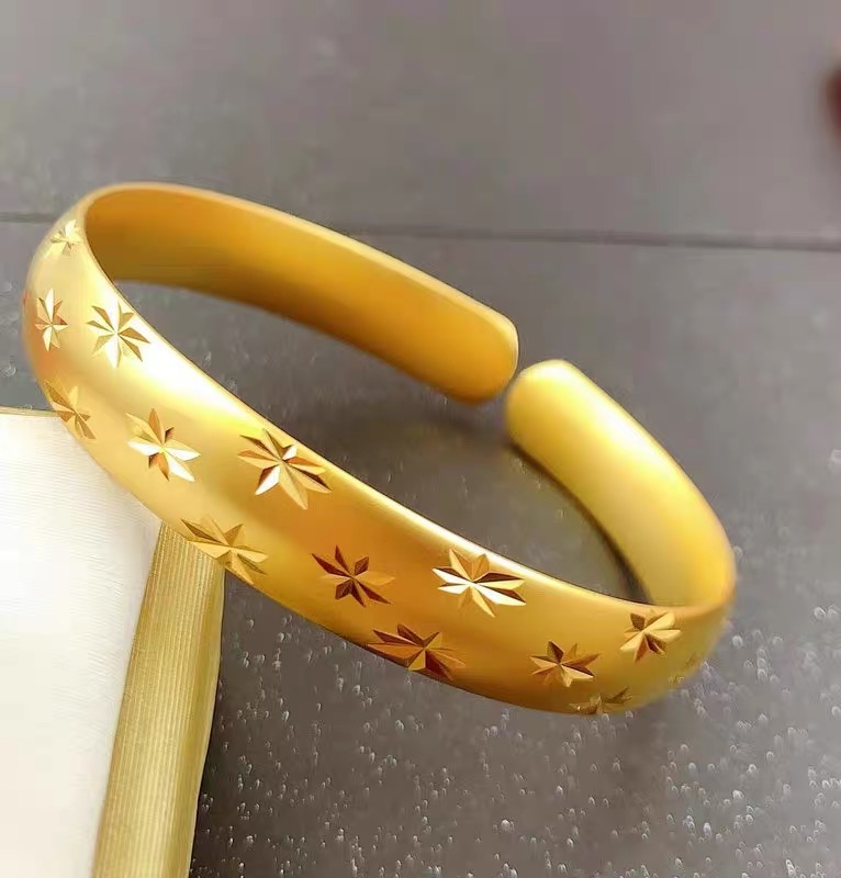 铜合金手镯 金色满天星时尚开口百搭手镯（正品保证）