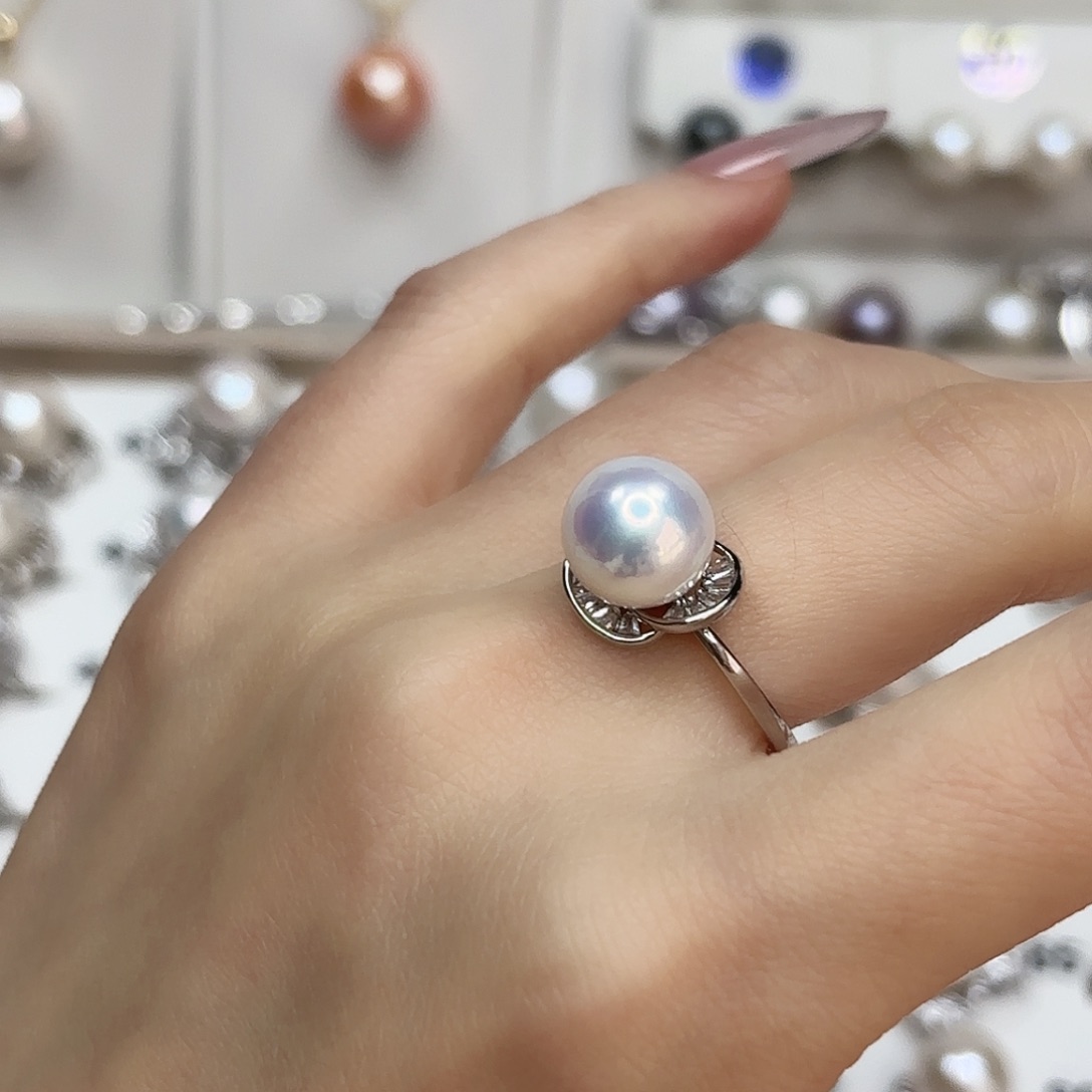 小***幸淡水珍珠戒指银S925镶嵌