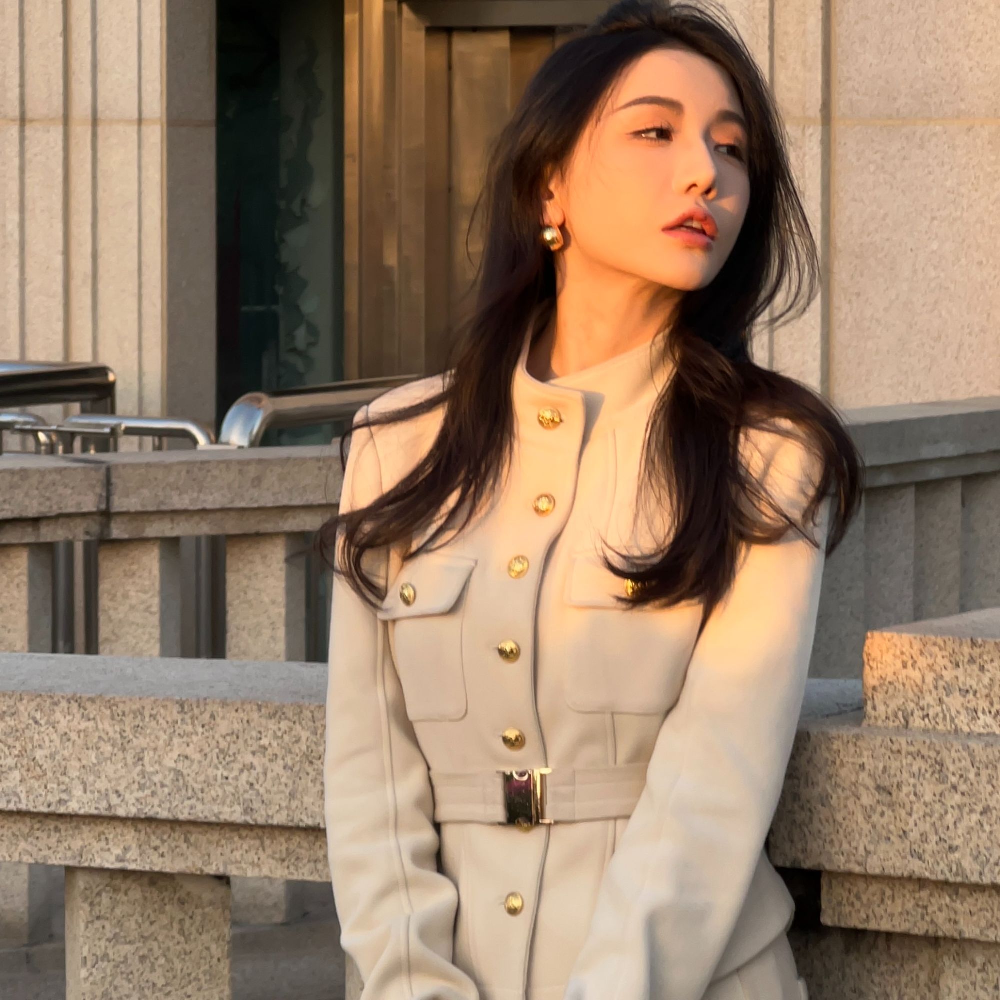 【小鹿跳跳甄选】 新款女加绒加厚显瘦收腰小香风套装 92477W47+K41