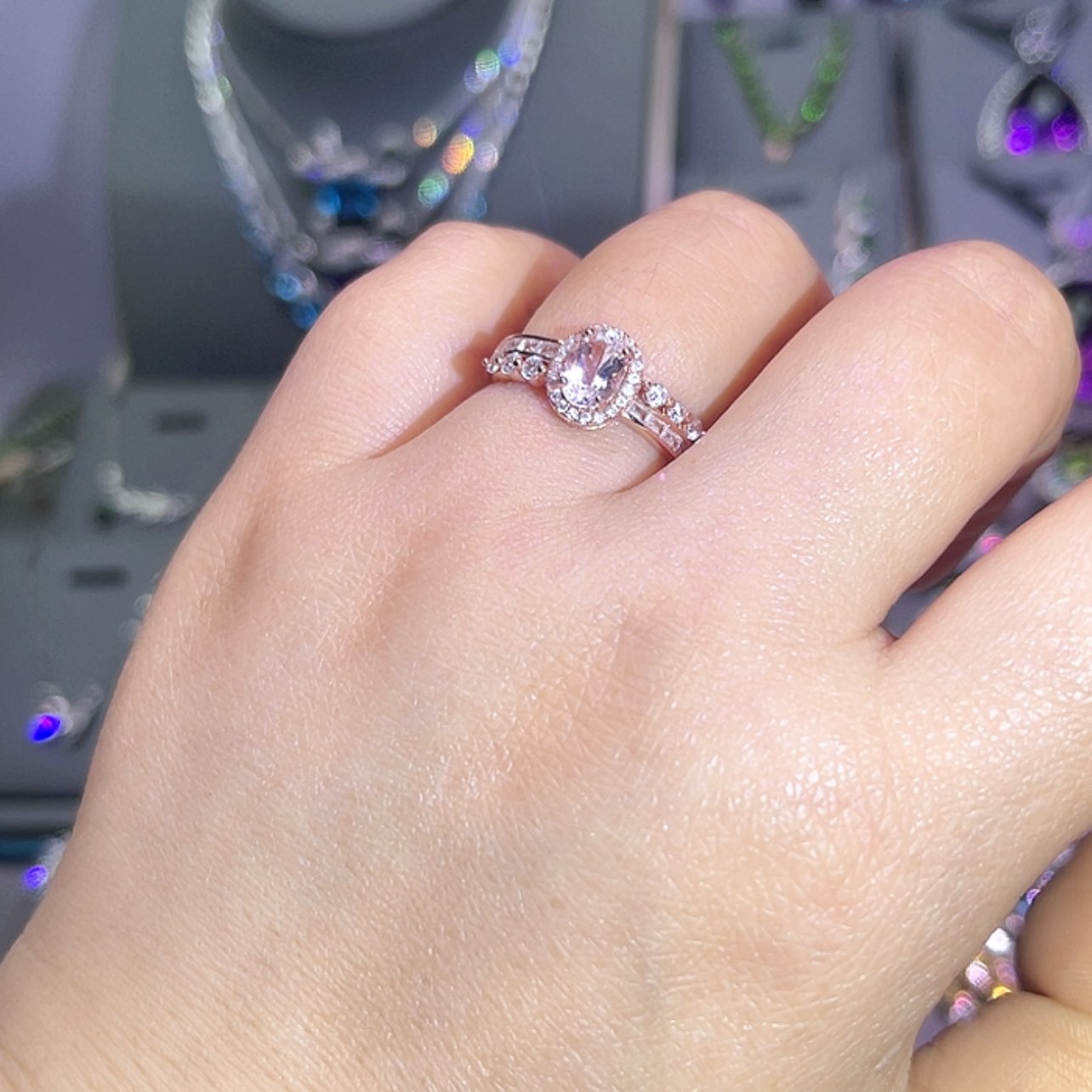 【闪购商品】绿柱石（摩根石）戒指银S925镶嵌