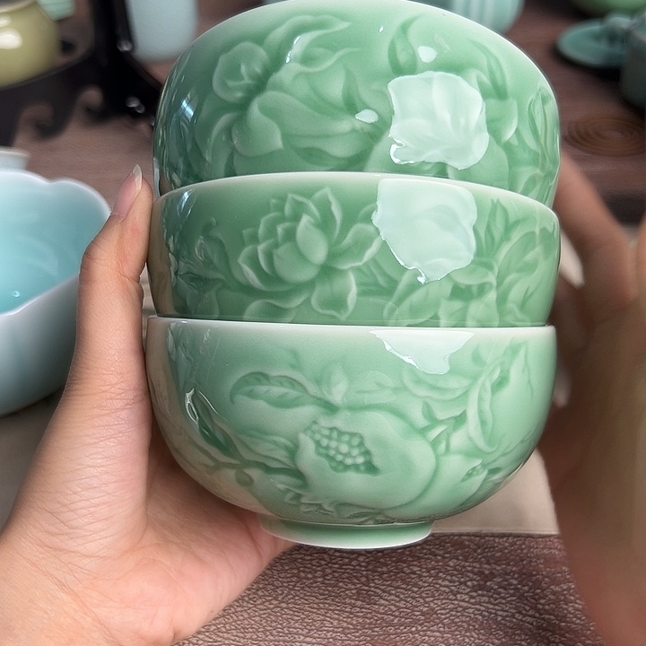 龙泉云间青瓷小米茶器