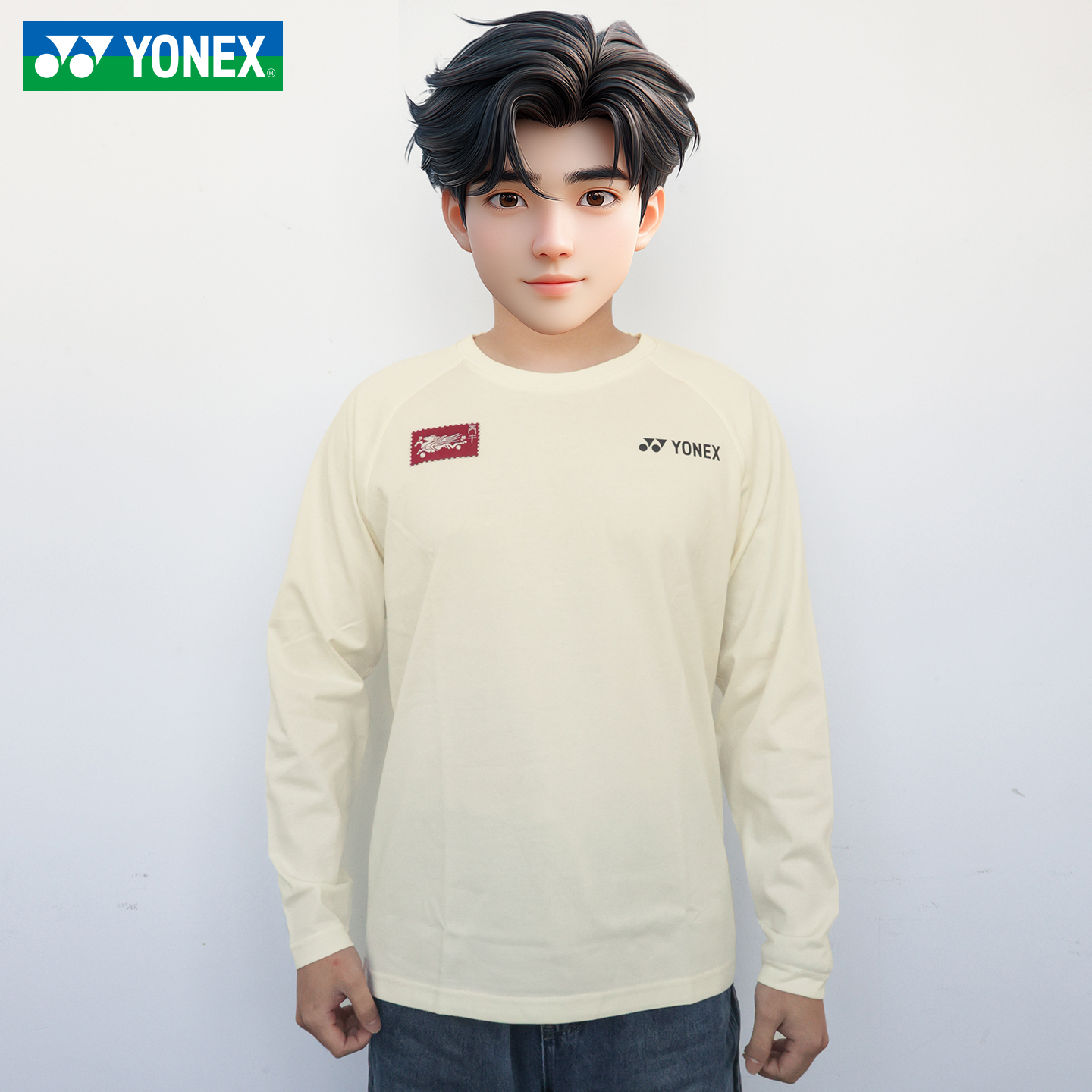 新款尤尼克斯YONEX马年纪念棉质休闲长袖羽毛球服YOBC5128CR