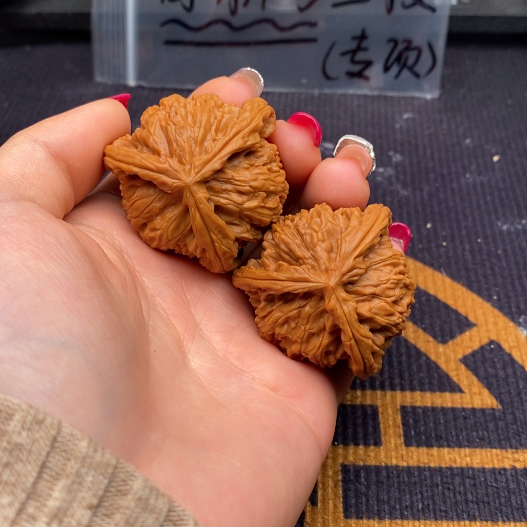 乡***道把件文玩核桃白狮子
