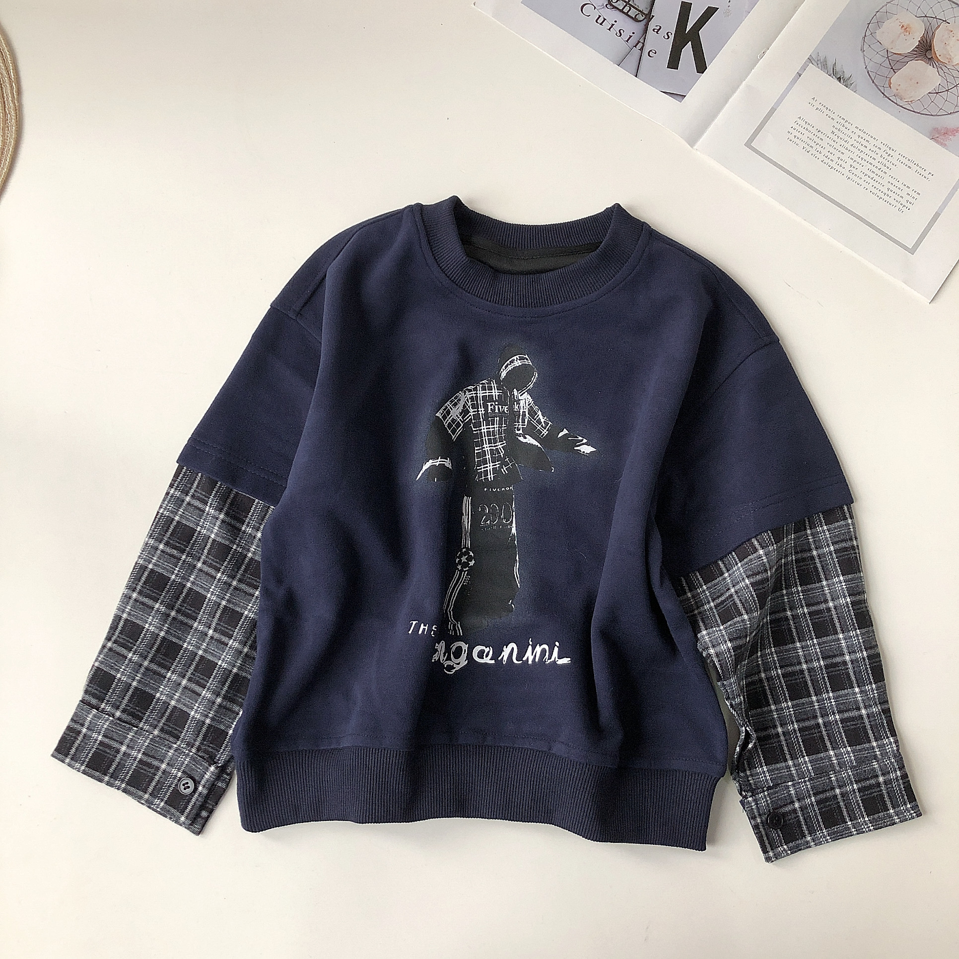 K084儿童新款春秋卫衣P字母款