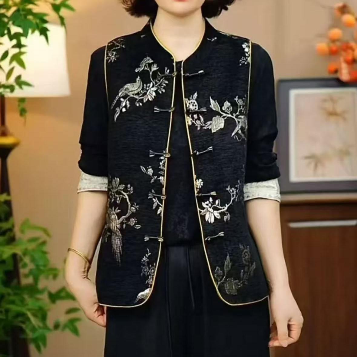 2025新款国风纯色印花马甲