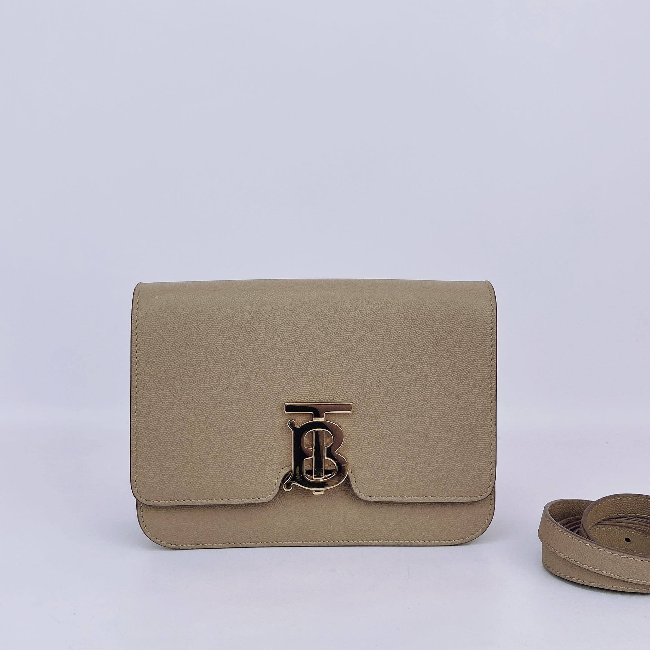 95新 BURBERRY/博柏利 博柏利 咖色牛皮单肩包底长20 E520