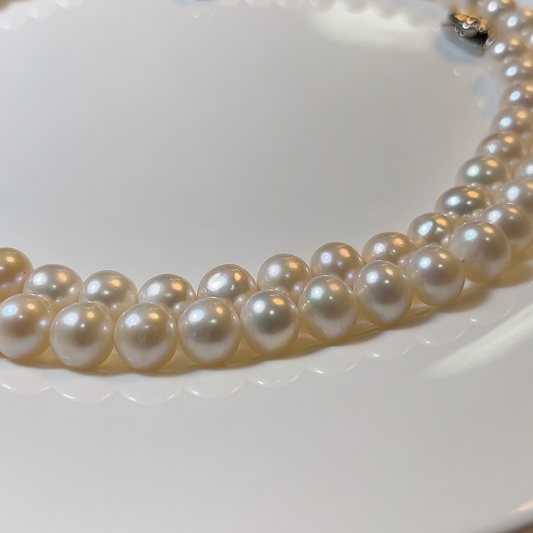 项链淡水珍珠未镶嵌9.0炫彩丝绸光项链手链一套