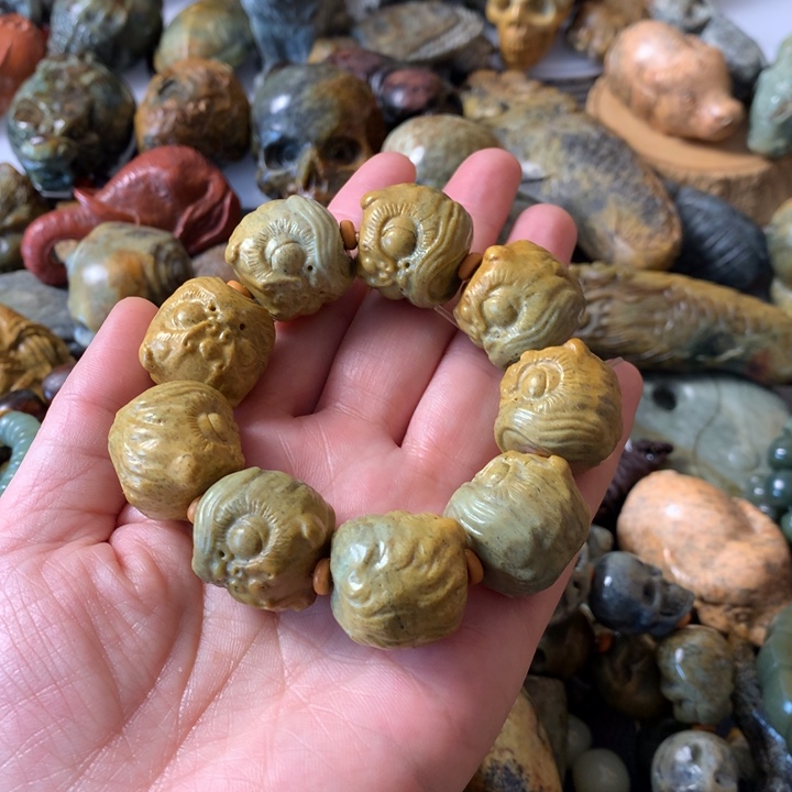 岫岩河磨玉（透闪石质玉）手链未镶嵌用****7