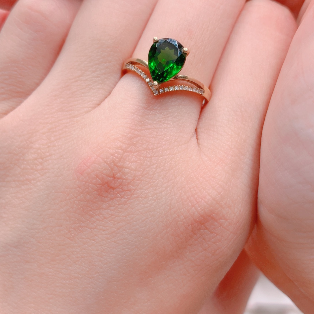 戒指透辉石18K金镶嵌