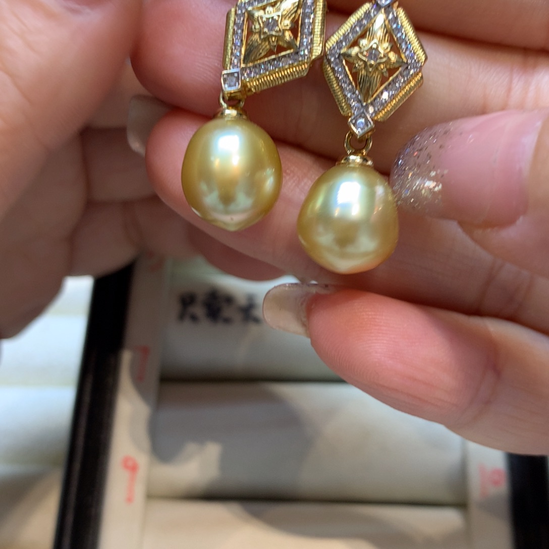 银S925镶嵌海水珍珠耳饰