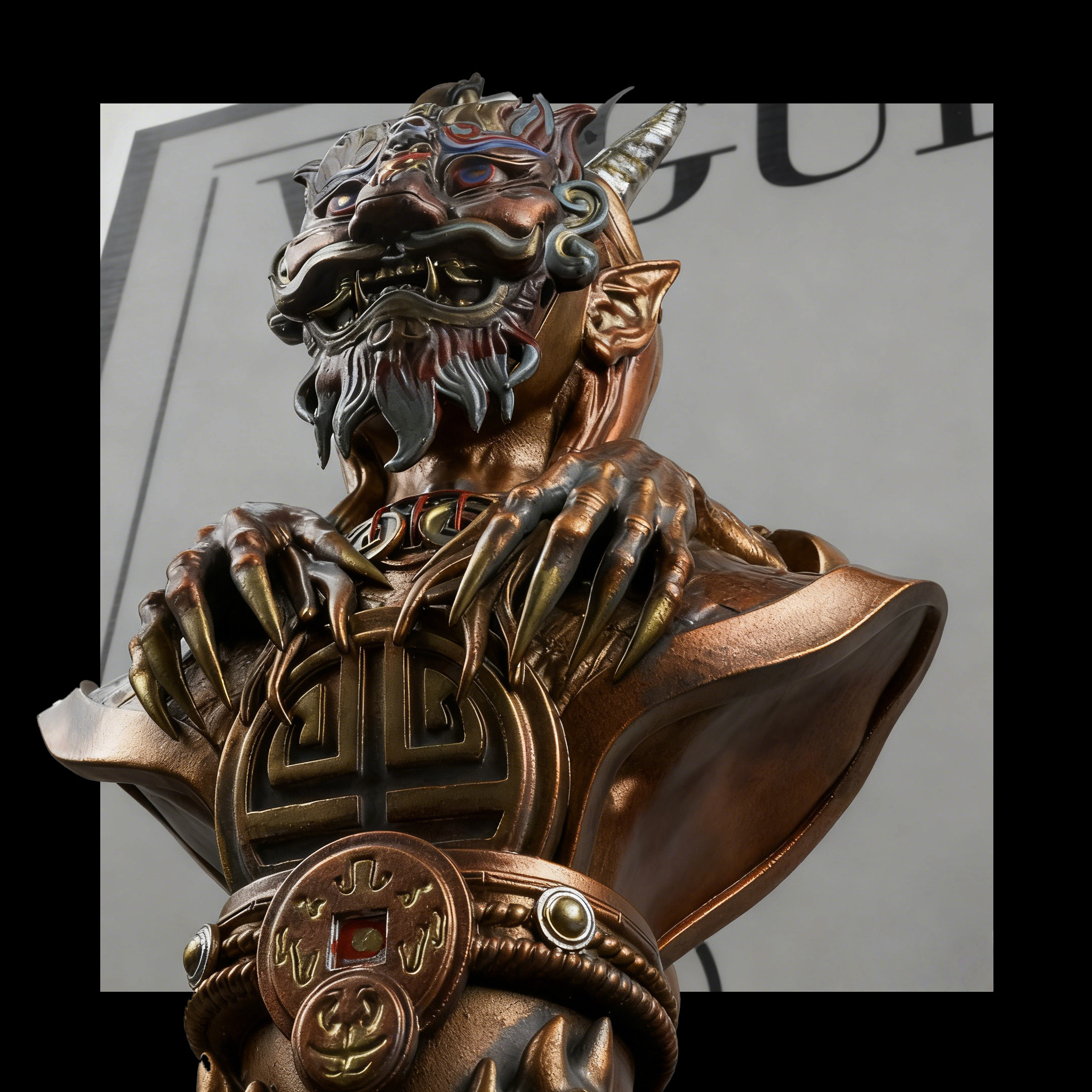 【与风】傩者戏面l（微缩精致）人像底座解压盲盒edc盲盒玩具