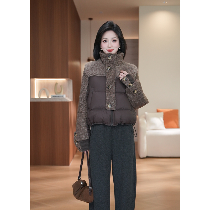 冬款气质型90白鸭绒短款长袖拉链显瘦羽绒服LP1107-3