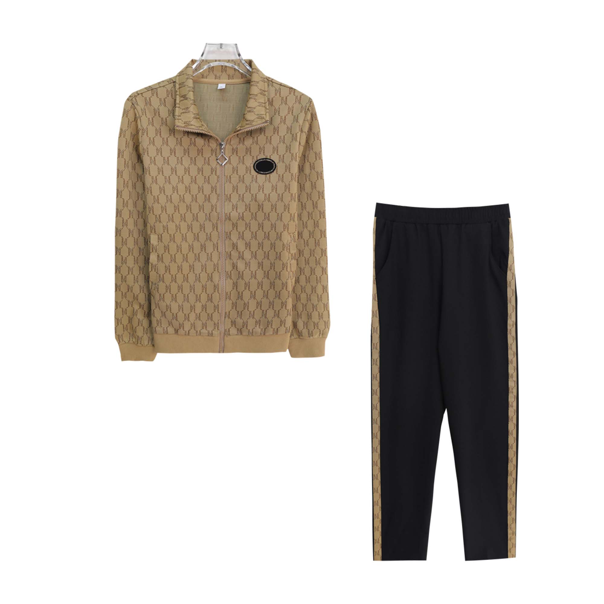 时尚设计感高级印花外套宽松休闲裤套装S3650