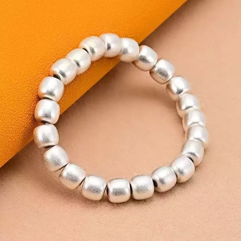 足银银制品 M40圆筒珠大克重手链