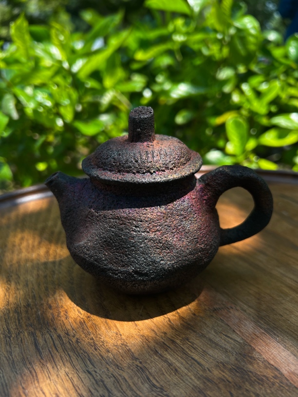 原矿柴烧手捏肌理陶瓷精美小茶壶手抓壶纯手工茶具家用泡茶壶窑彩