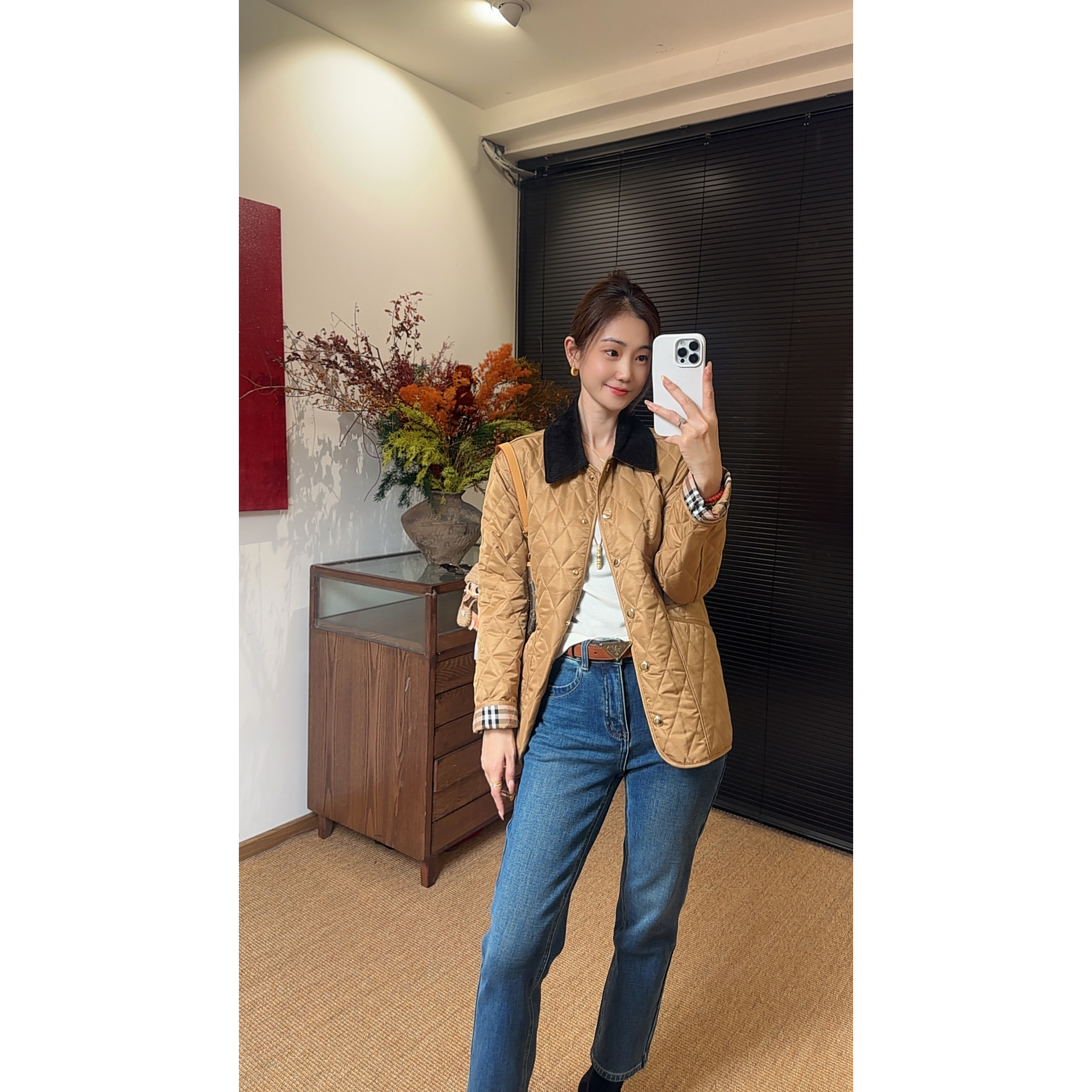 「英伦菱格」外单质感灯芯绒领复古风棉外套