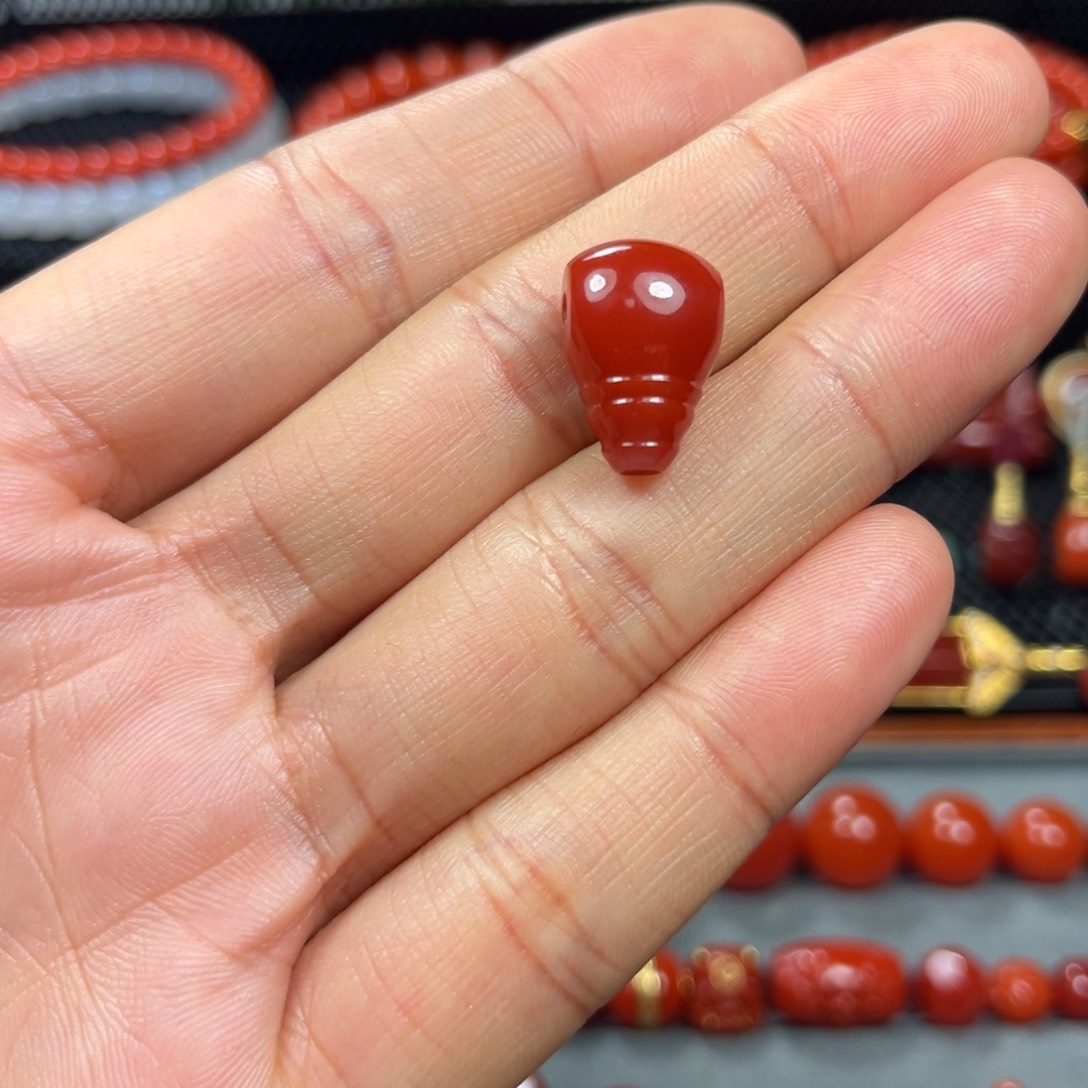 南红玛瑙未镶嵌锦红三通