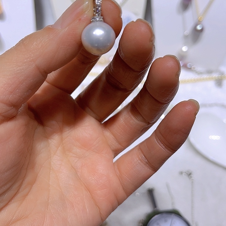 淡水珍珠白珠银色奶嘴扣合金