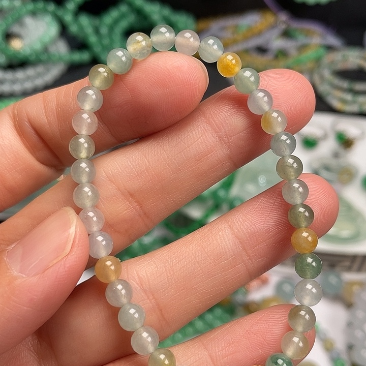 翡翠未镶嵌手链卡5+多宝手串