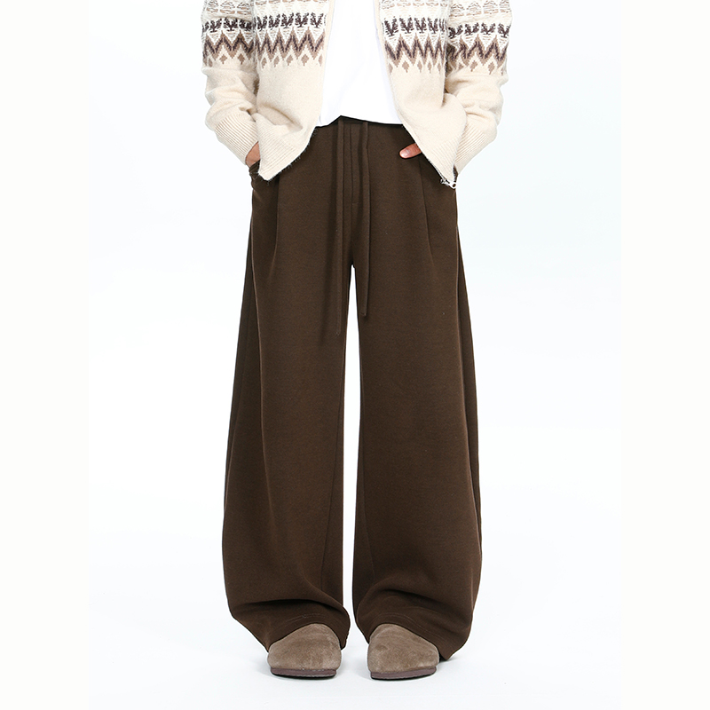 Neutra秋冬新款纯色羊毛直筒阔腿长裤中性风简约休闲慵懒百搭卫裤