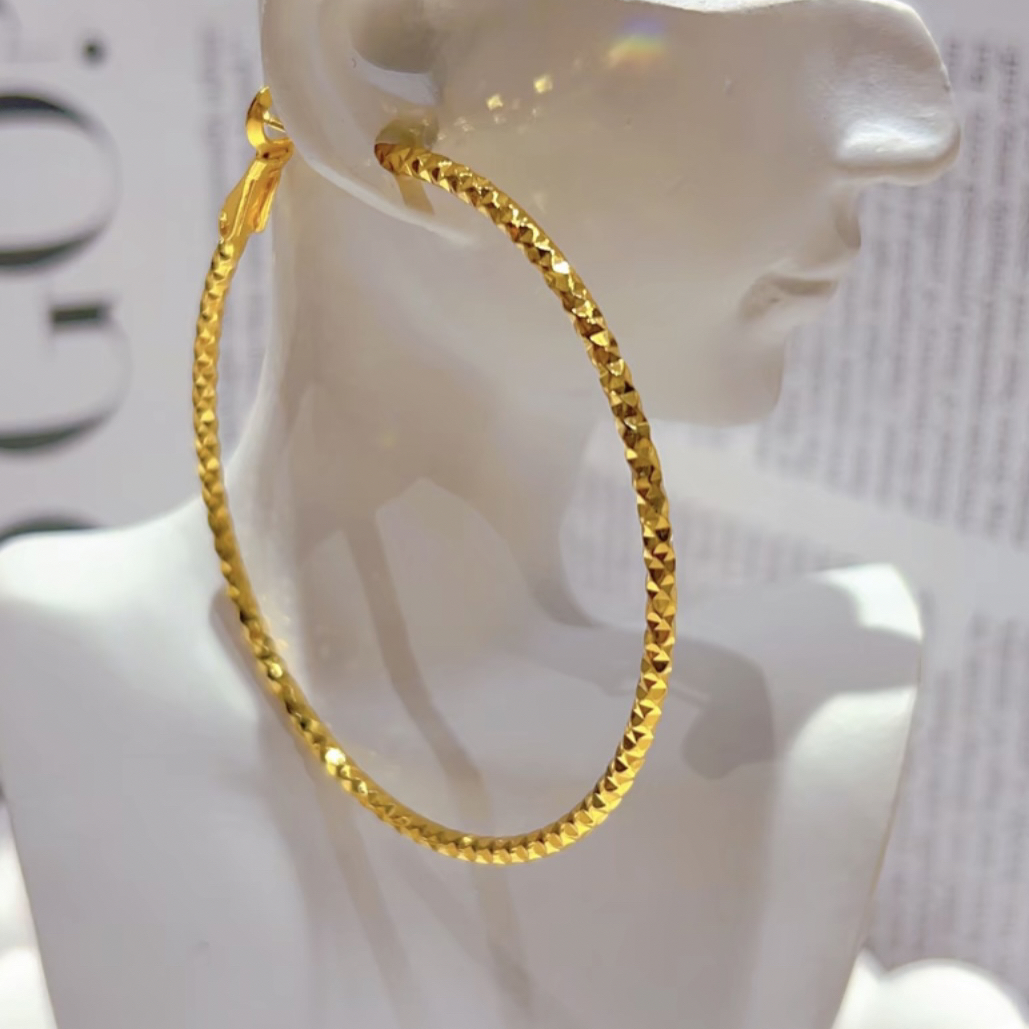 钛钢耳饰 曝闪耳圈金色5cm