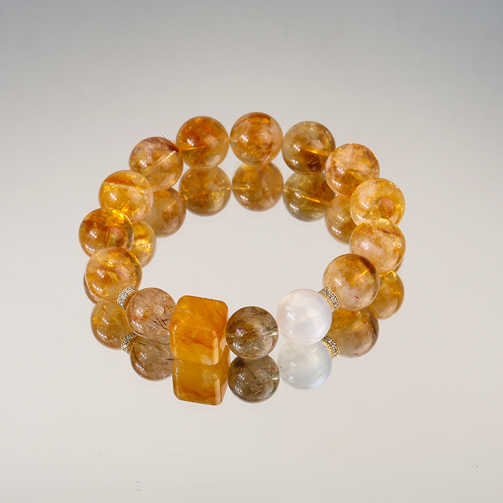 【摇钱树】天然多宝水晶手链 超七黄水焦糖晶轮天然水晶手串