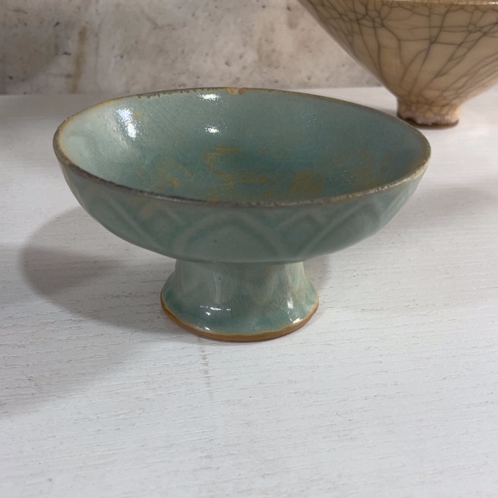 陶瓷汝窑高足盘1件