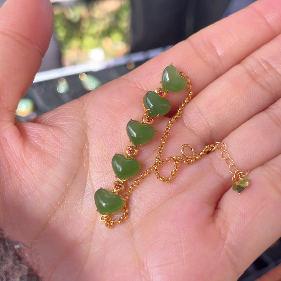 和田玉手链18K金镶嵌