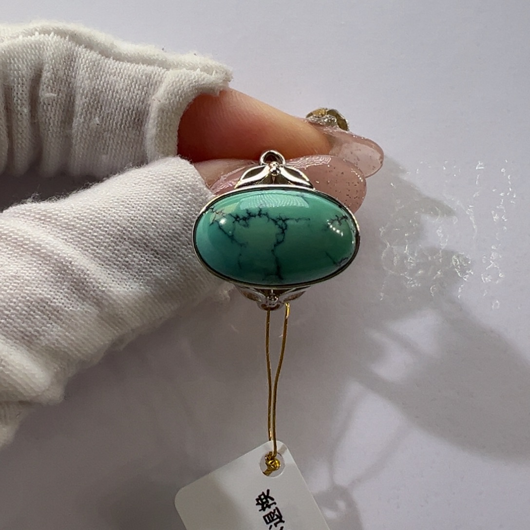 绿松石银S925镶嵌挂件