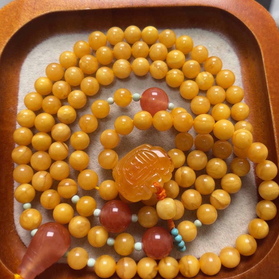 蜜蜡未镶嵌项链108