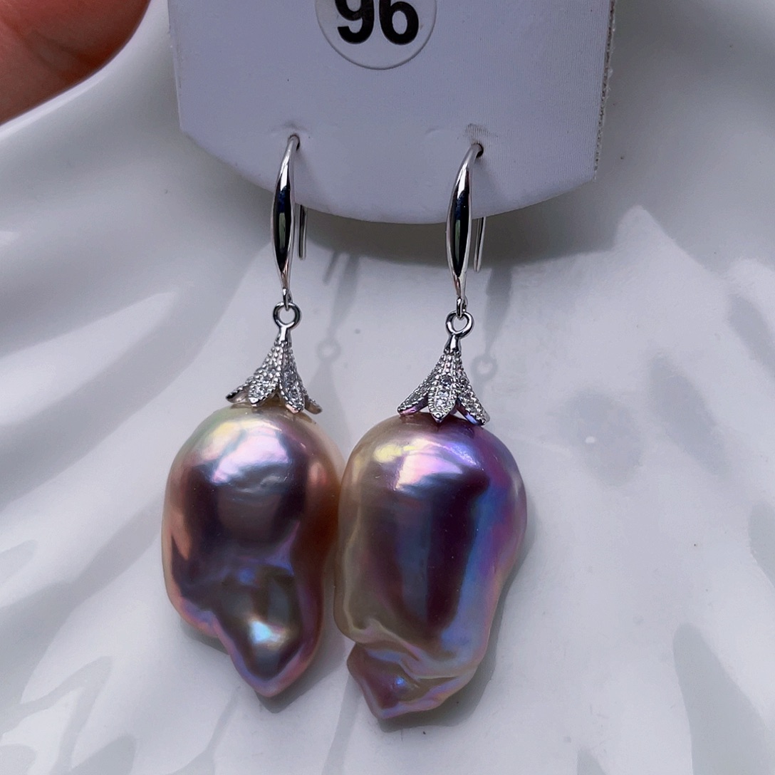 淡水珍珠耳饰银S925镶嵌