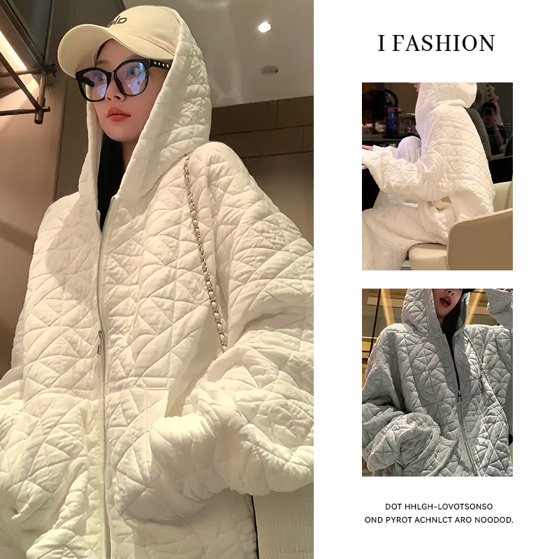 小香风慵懒休闲套装女2025冬季新款加棉加厚连帽上衣阔腿裤两件套