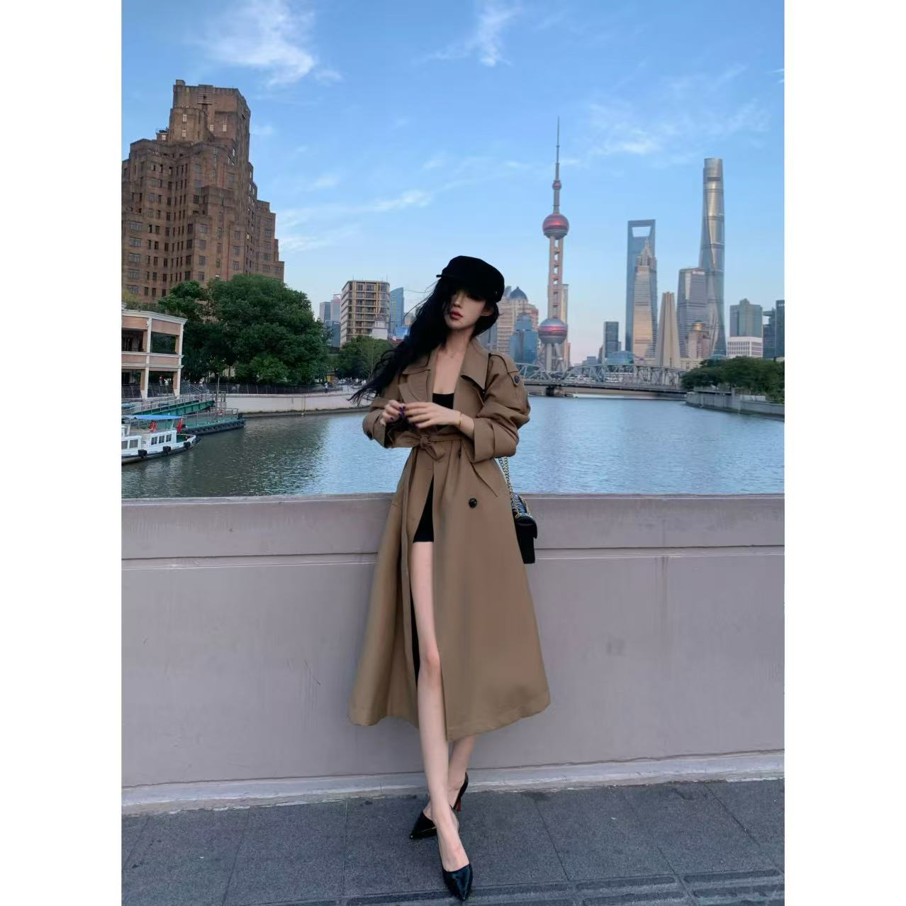 【巴黎旧梦】UM家2025秋新款经典廓形宽松双排扣长款气质风衣外套女